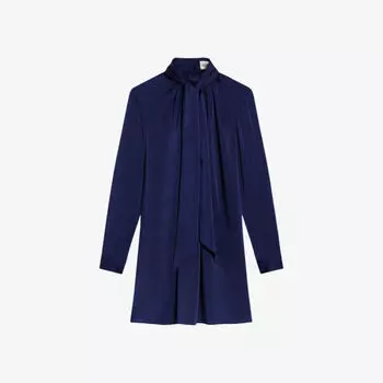 Тканое мини-платье с завязками и длинными рукавами Claudie Pierlot, цвет bleus