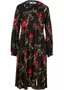 Тканое платье длиной до колена с воротником питера пэна и разделительным швом под грудью а-силуэт Bpc Bonprix Collection, черный