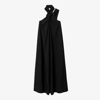 Тканое платье макси phoebe с воротником-хомутом Reiss, черный