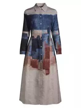 Тканое платье макси с абстрактным принтом Misook, мультиколор