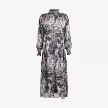 Тканое платье макси с цветочным принтом Allsaints, серый