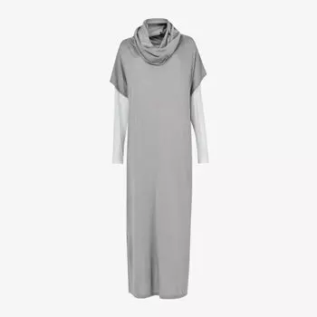 Тканое платье макси с воротником-хомутом и длинными рукавами Leem, серый