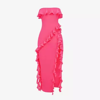 Тканое платье макси Sarina с оборками House Of Cb, фуксия