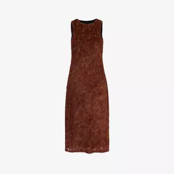 Тканое платье миди без рукавов с пышной текстурой Song For The Mute, коричневый