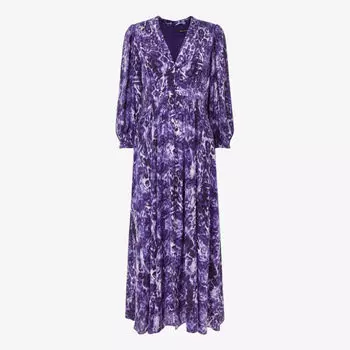 Тканое платье миди с длинными рукавами и блестящим леопардовым принтом Whistles, мультиколор