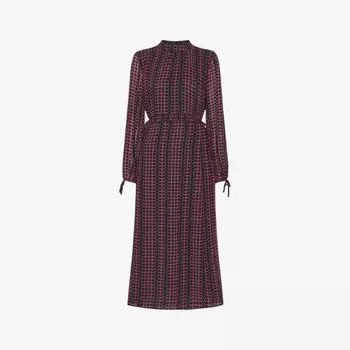 Тканое платье миди с круглым принтом Whistles, черный