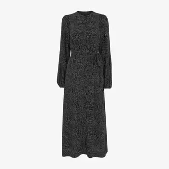 Тканое платье миди в горошек с поясом Whistles, черный