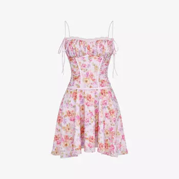 Тканое платье мини Alejandra с цветочным принтом и кружевной отделкой House Of Cb, лавандовый