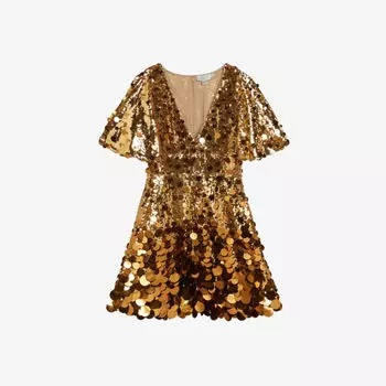 Тканое платье мини-кейп с декорированной деталью Estelli Ted Baker, бронзовый