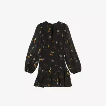 Тканое платье мини Nikaii с цветочным принтом Ted Baker, черный