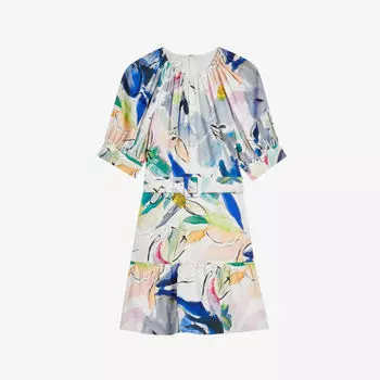 Тканое платье мини Ritahh с пышными рукавами и цветочным принтом Ted Baker, белый