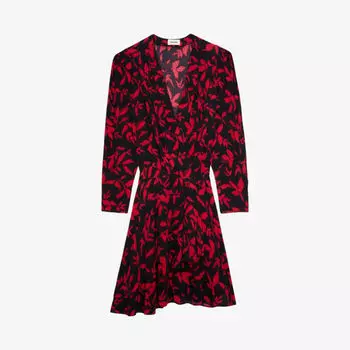 Тканое платье мини Rogers с цветочным принтом Zadig&Voltaire, цвет noir