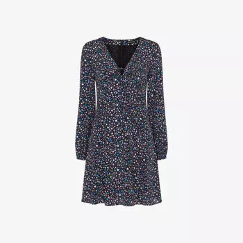 Тканое платье мини с цветочным принтом Painted Garden Whistles, черный