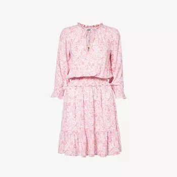 Тканое платье мини с принтом пейсли и оборками на вырезе Heidi Klein, цвет prt