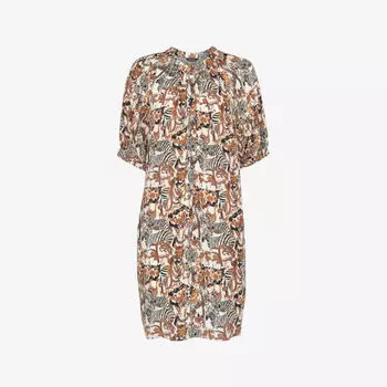 Тканое платье мини с принтом Safari Whistles, мультиколор