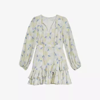 Тканое платье мини Suziiee с цветочным принтом Ted Baker, синий