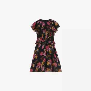 Тканое платье мини Tiiah с цветочным принтом и рукавами ангелочек Ted Baker, черный
