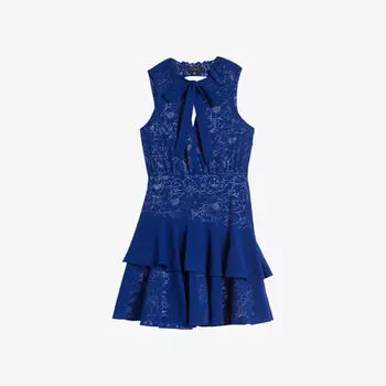 Тканое платье мини Timmia Devor с цветочным принтом Ted Baker, синий