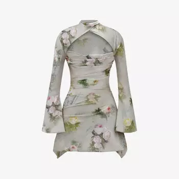 Тканое платье мини Toira с драпированным корсетом и цветочным принтом House Of Cb, цвет vintage