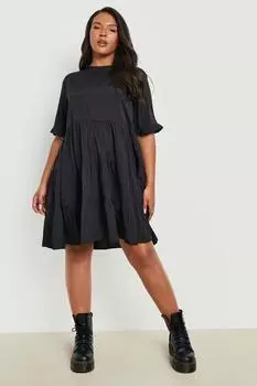 Тканое платье плюс Boohoo, черный