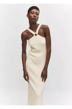 Тканое платье с обручем Mango, экрю