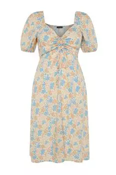 Тканое платье с разноцветным цветочным узором Trendyol, разноцветный