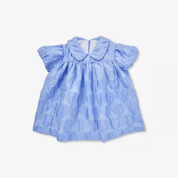 Тканое платье с узором в виде сердечек на воротнике 4–12 лет Caroline Bosmans, цвет jacaranda