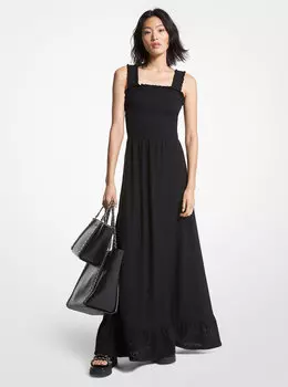 Тканое платье со сборками и узором пейсли Michael Kors, черный
