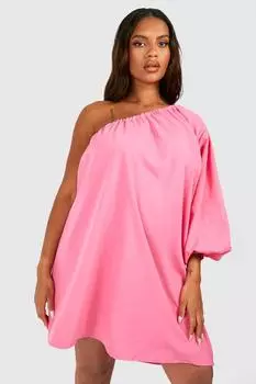 Тканое свободное платье Plus на одно плечо boohoo, розовый