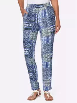 Тканые брюки Inspirations Inspirationen, цвет Royalblau-Ecru-Bedruckt