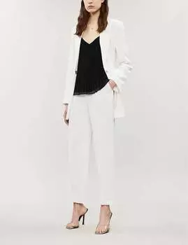 Тканые брюки с высокой посадкой белого цвета Topshop