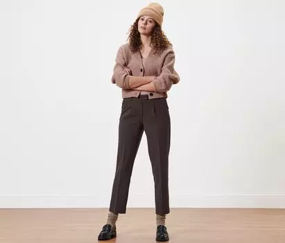 Тканые брюки со складками Tchibo, темно коричневый