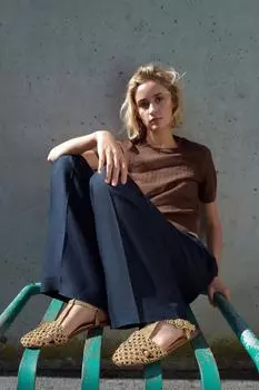 Тканые сандалии в клетке ZARA, золотой