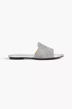 Тканые шлепанцы Nanda с металлизированным принтом JIMMY CHOO, серебряный