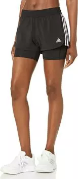 Тканые шорты 2-в-1 с 3 полосками Pacer adidas, цвет Black/White