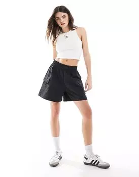 Тканые шорты-карго Essentials с высокой талией черного цвета adidas Originals