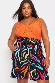 Тканые шорты на талии из бумажного пакета Yours, черный