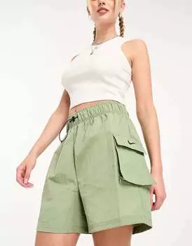 Тканые шорты Nike mini с завышенной талией масляно-зеленого цвета