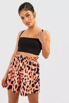 Тканые шорты с леопардовым принтом boohoo, коричневый