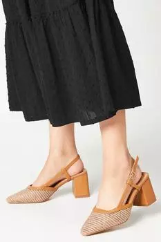 Тканые туфли-лодочки на высоком блочном каблуке Goddess Sing Back Wallis, коричневый