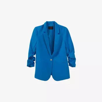 Тканый блейзер гиацинтового цвета с присборенными рукавами Ikks, синий