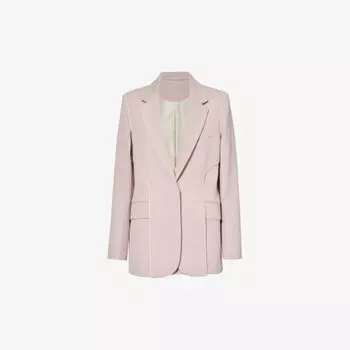 Тканый блейзер с контрастной окантовкой и зубчатыми лацканами Victoria Beckham, розовый