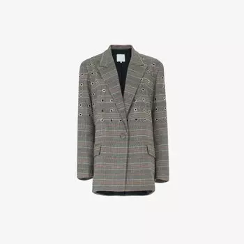 Тканый блейзер в клетку с люверсами Leem, цвет neut comb