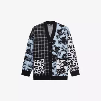 Тканый кардиган с V-образным вырезом в стиле пэчворк The Kooples, черный