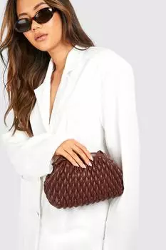 Тканый клатч boohoo, коричневый