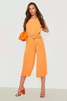 Тканый комбинезон-кюлот с поясом Boohoo, оранжевый