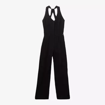 Тканый комбинезон с открытой спиной и широкими штанинами Ikks, черный