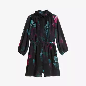 Тканый комбинезон с высоким воротником и цветочной аппликацией Ted Baker, черный