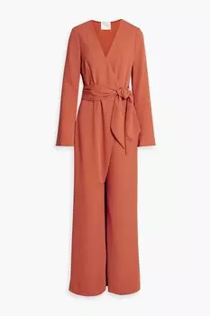 Тканый комбинезон широкого кроя Dobby с запахом GALVAN LONDON, загар