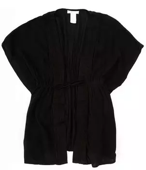 Тканый купальный костюм-пончо с завязками спереди для девочек 7–16 лет GB, накидка, черный